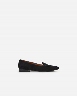 Loafersy Buty Flattered Alex Zamszowe Czarne | APLWC67943