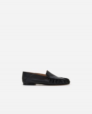 Loafersy Buty Flattered Bon Bon Skórzane Czarne | PLZDE90545