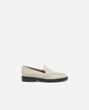 Loafersy Buty Flattered Sara Skórzane Białe | EPLHC76836