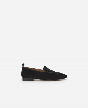 Loafersy Buty Flattered Vida Zamszowe Czarne | PLCVG41537