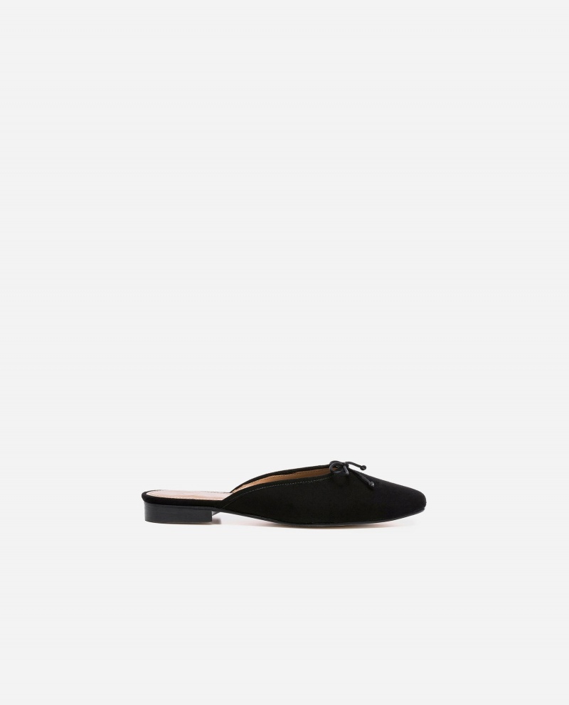 Baleriny Buty Flattered Malva Zamszowe Czarne | PLNZX84308