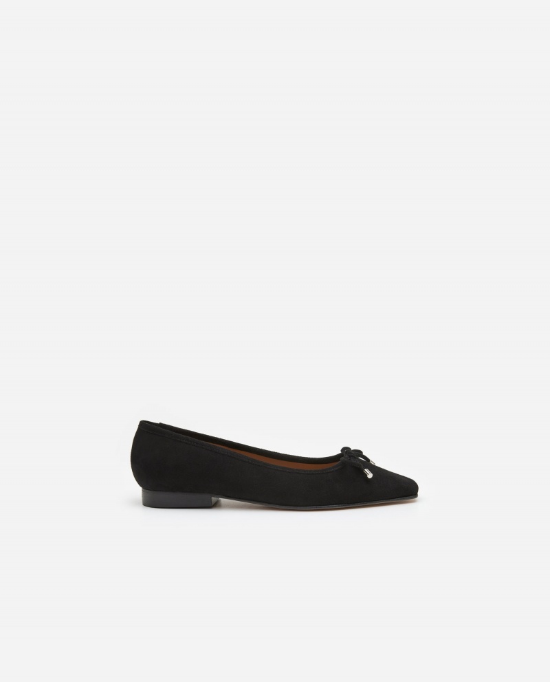 Baleriny Buty Flattered Monica Zamszowe Czarne | SPLVO21354