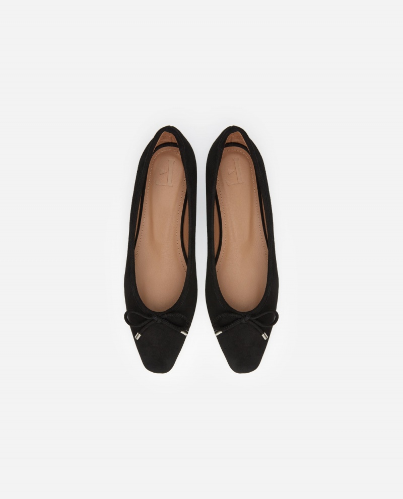 Baleriny Buty Flattered Monica Zamszowe Czarne | SPLVO21354