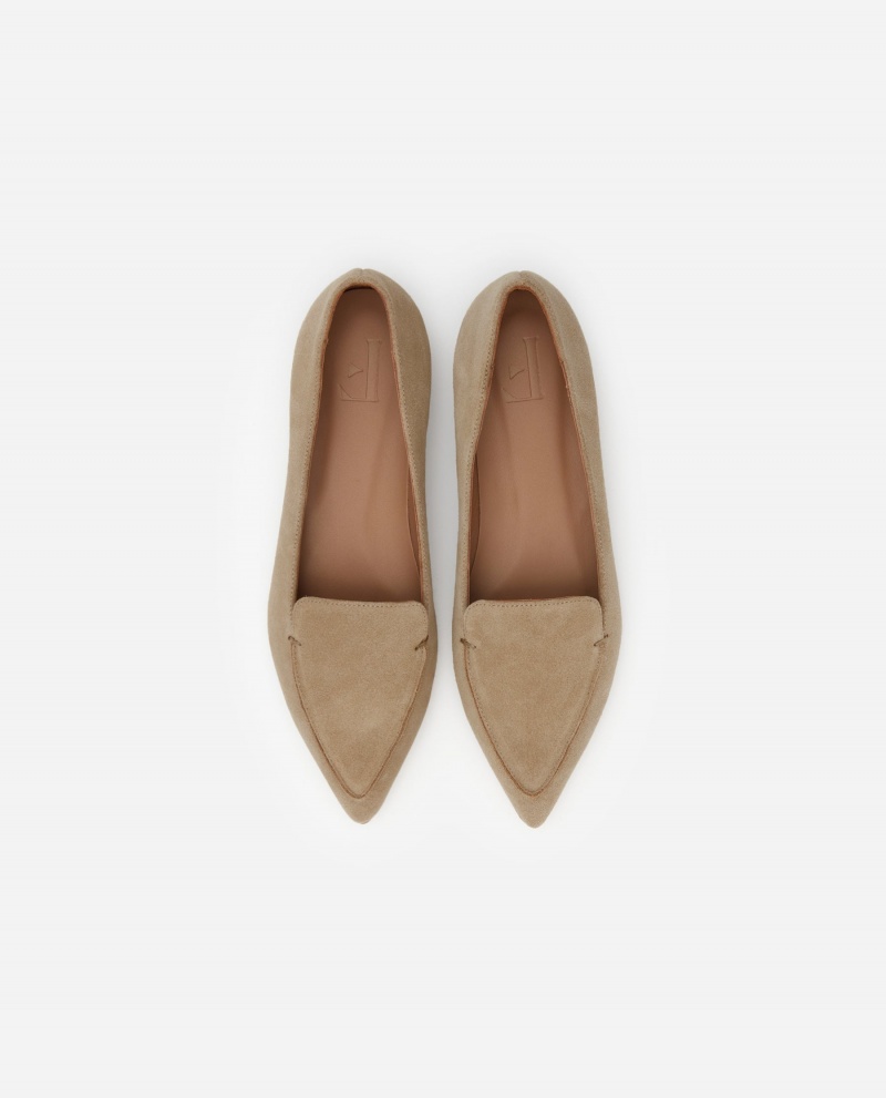 Loafersy Buty Flattered Alex Zamszowe Beżowe | DPLKV91799