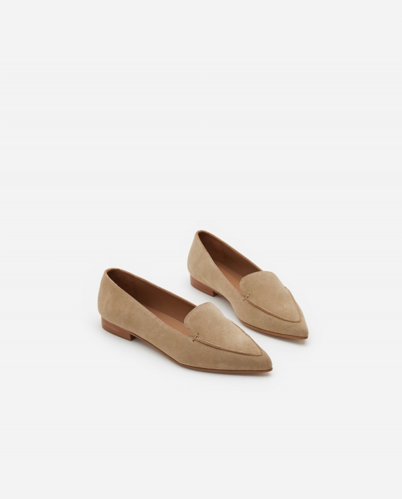 Loafersy Buty Flattered Alex Zamszowe Beżowe | DPLKV91799