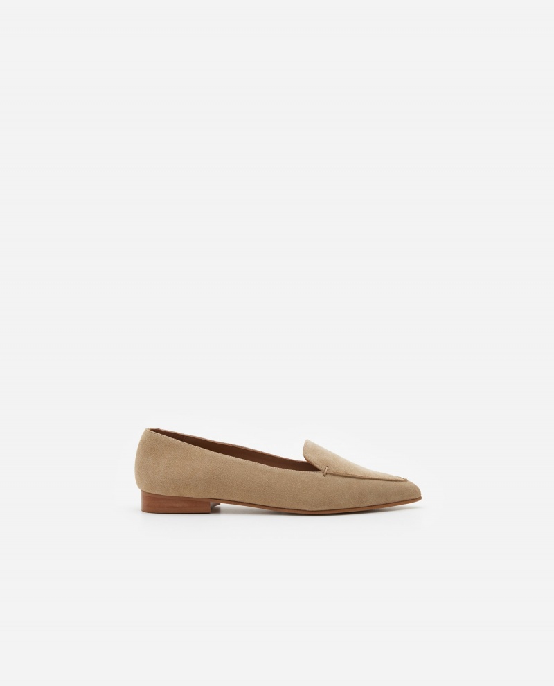 Loafersy Buty Flattered Alex Zamszowe Beżowe | DPLKV91799