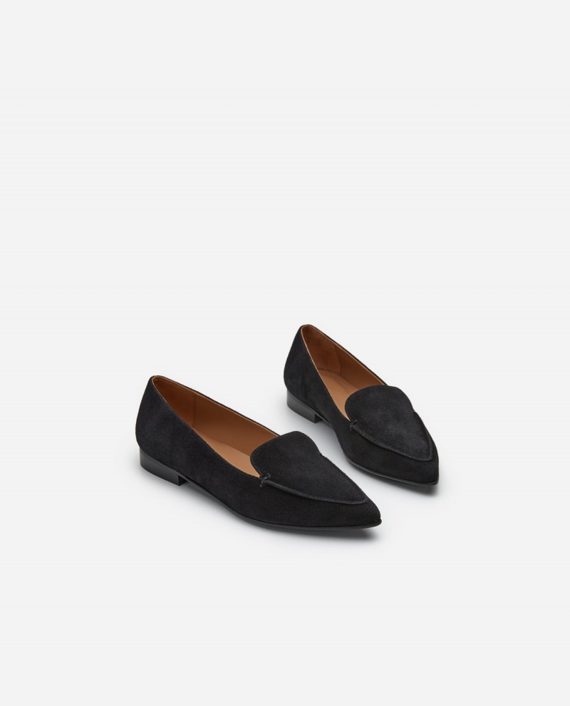 Loafersy Buty Flattered Alex Zamszowe Czarne | APLWC67943