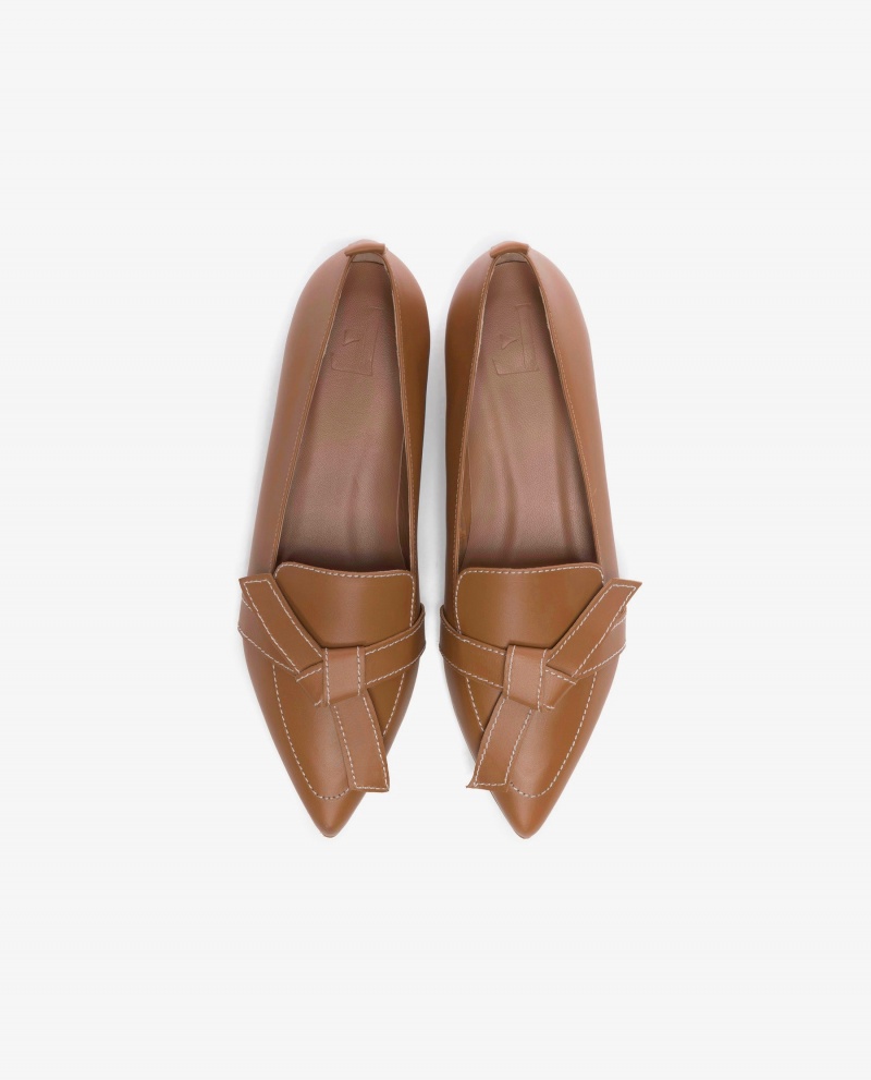 Loafersy Buty Flattered Ally Cognac Skórzane Brązowe | PLEAH40169