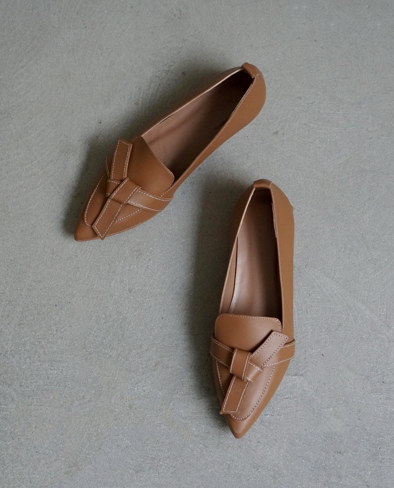 Loafersy Buty Flattered Ally Cognac Skórzane Brązowe | PLEAH40169