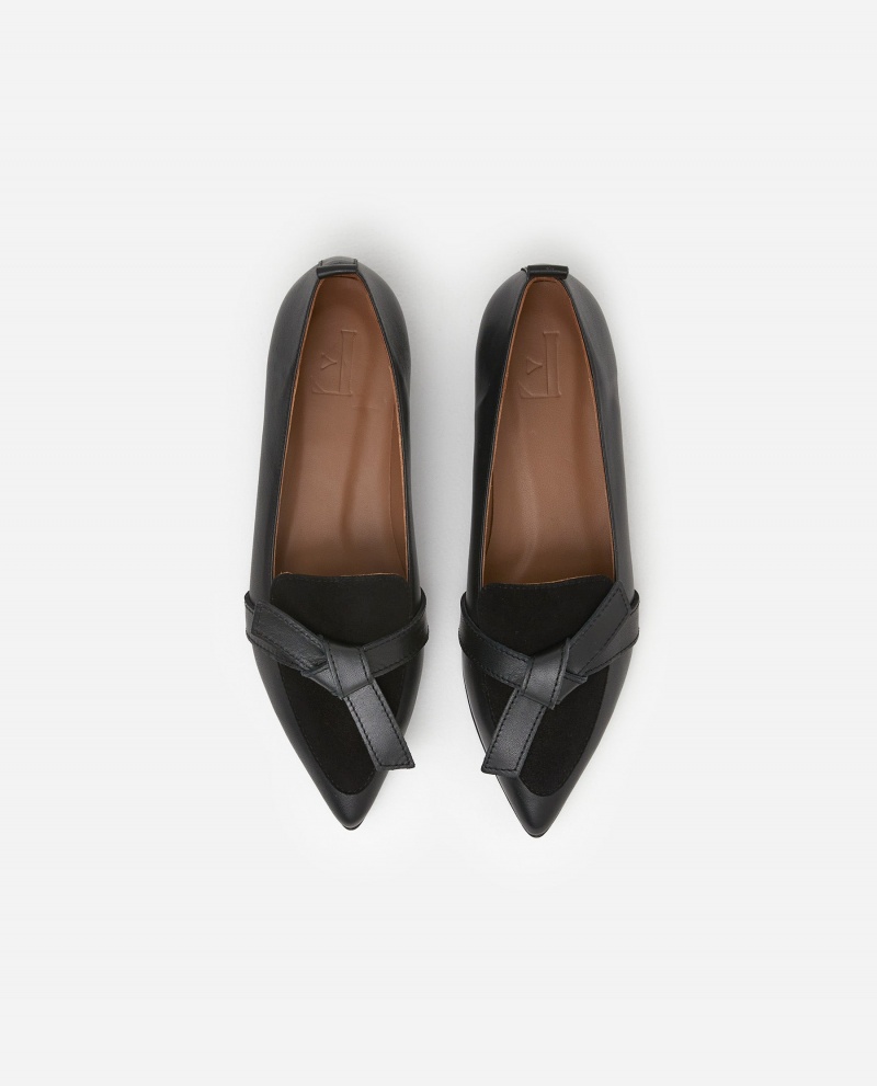 Loafersy Buty Flattered Ally Skórzane/Zamszowe Czarne | PLDYB74966