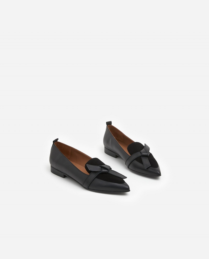 Loafersy Buty Flattered Ally Skórzane/Zamszowe Czarne | PLDYB74966