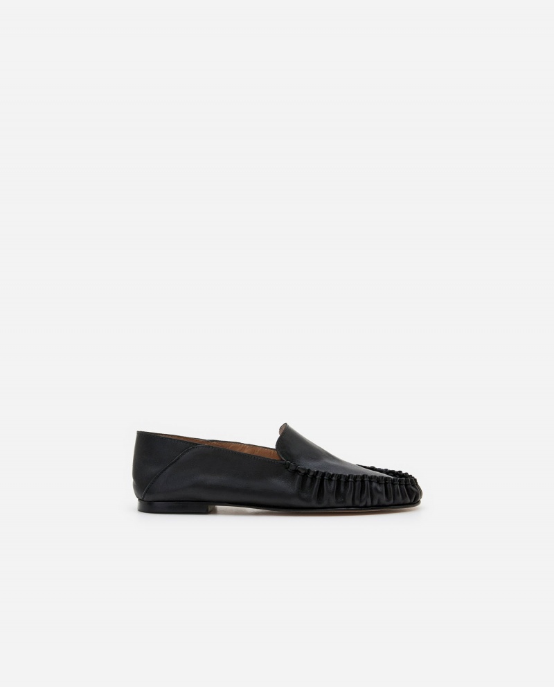 Loafersy Buty Flattered Bon Bon Skórzane Czarne | PLZDE90545