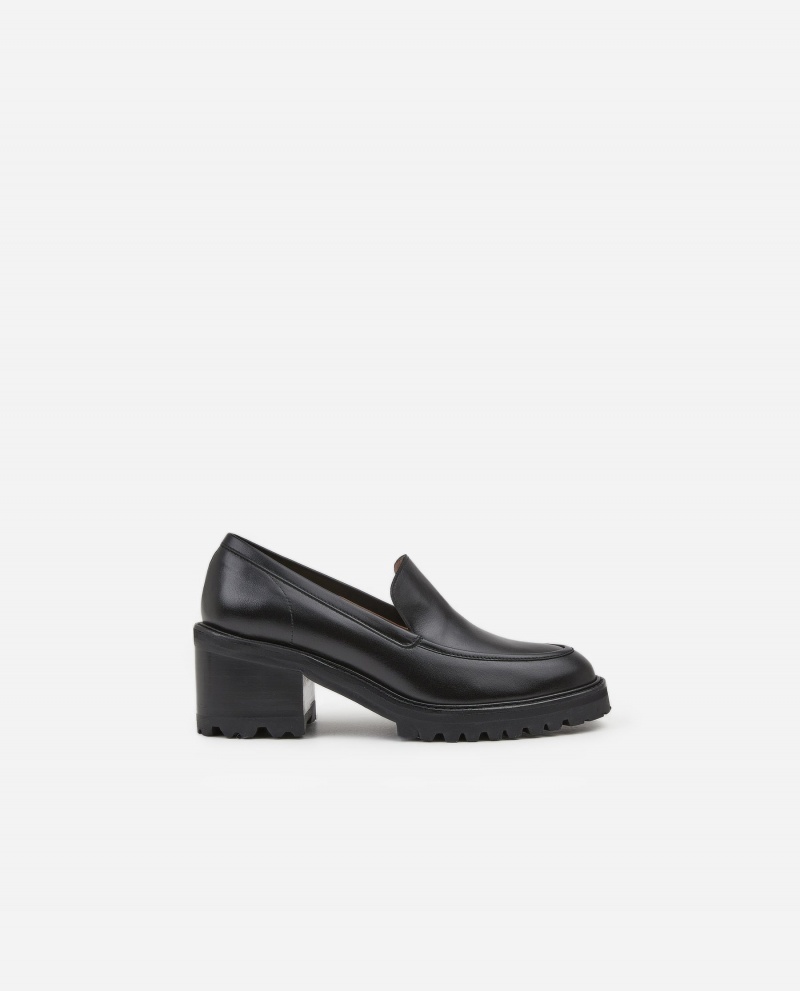 Loafersy Buty Flattered Saga Skórzane Czarne | XPLBH73491