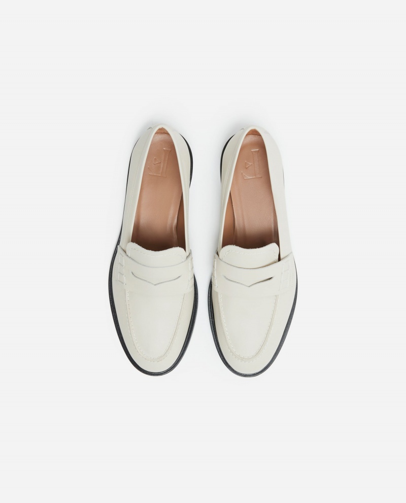 Loafersy Buty Flattered Sara Skórzane Białe | EPLHC76836