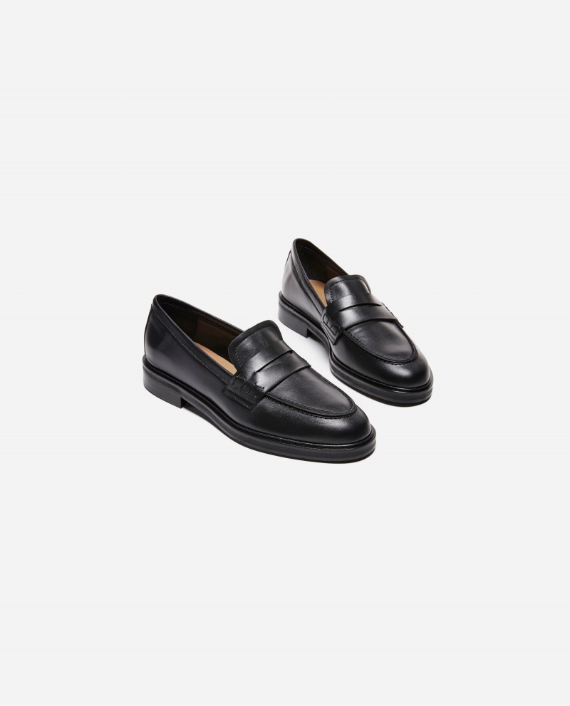 Loafersy Buty Flattered Sara Skórzane Czarne | TPLWZ78446