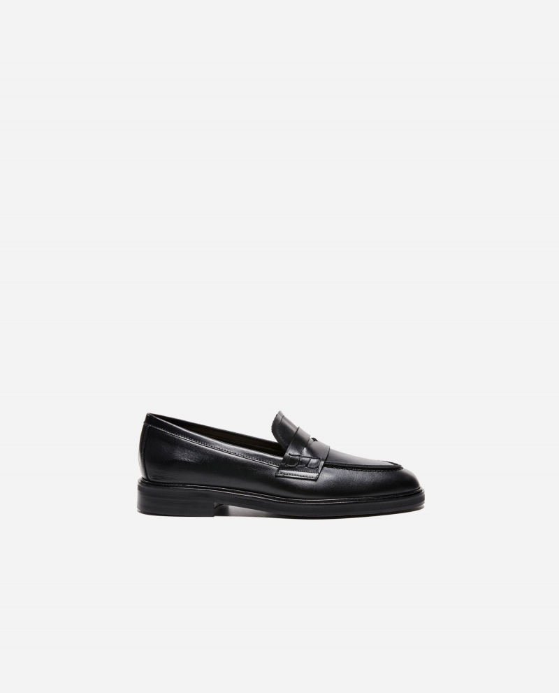 Loafersy Buty Flattered Sara Skórzane Czarne | TPLWZ78446