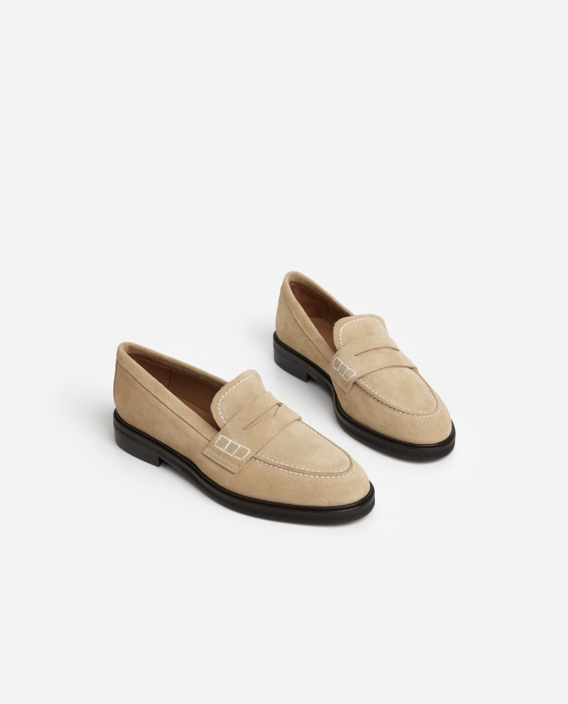 Loafersy Buty Flattered Sara Zamszowe Beżowe | PLXMI68736