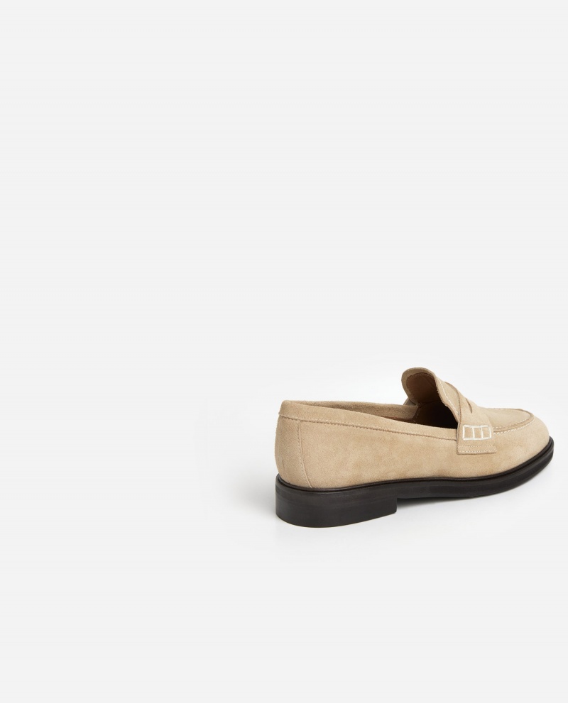 Loafersy Buty Flattered Sara Zamszowe Beżowe | PLXMI68736