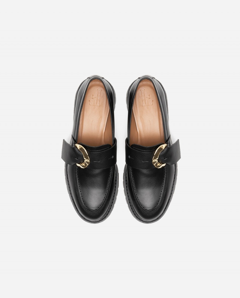 Loafersy Buty Flattered Stella Skórzane Czarne | UPLTG16513