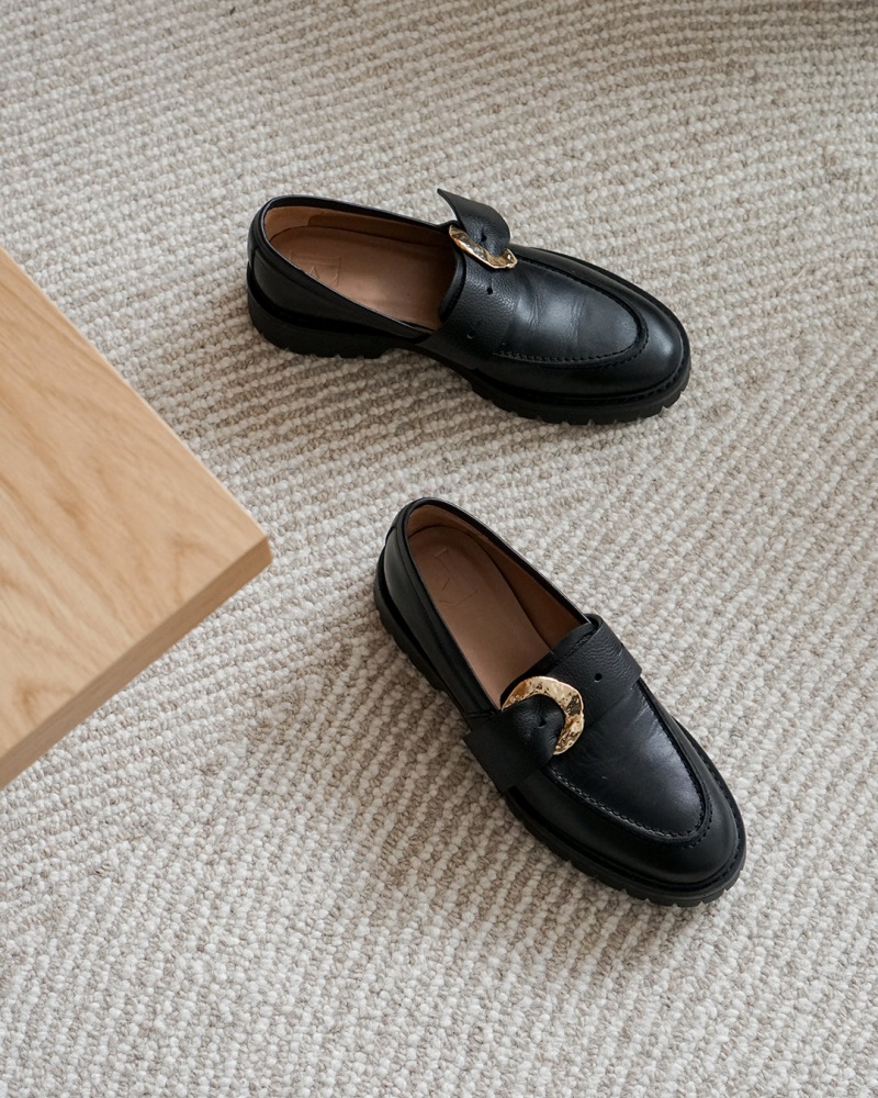 Loafersy Buty Flattered Stella Skórzane Czarne | UPLTG16513