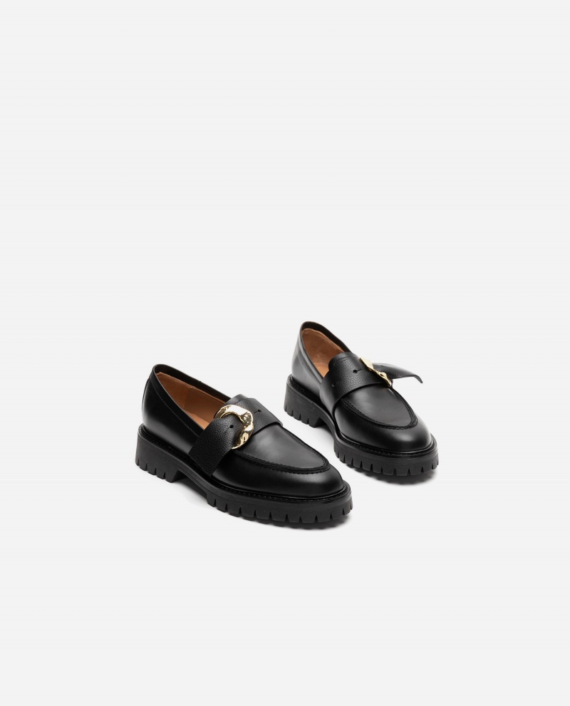 Loafersy Buty Flattered Stella Skórzane Czarne | UPLTG16513