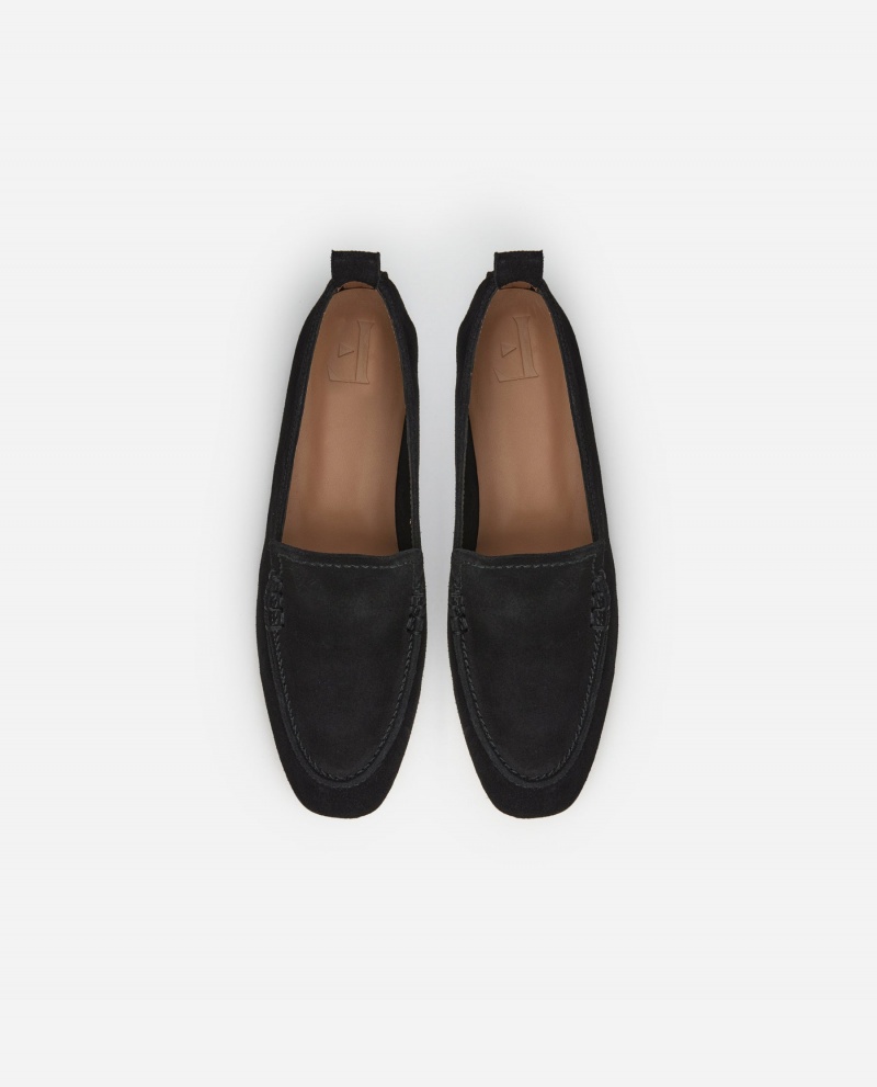 Loafersy Buty Flattered Vida Zamszowe Czarne | PLCVG41537