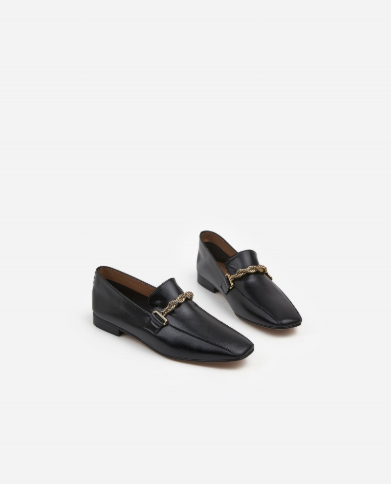 Loafersy Buty Flattered Vivo Skórzane Czarne | APLWC44379