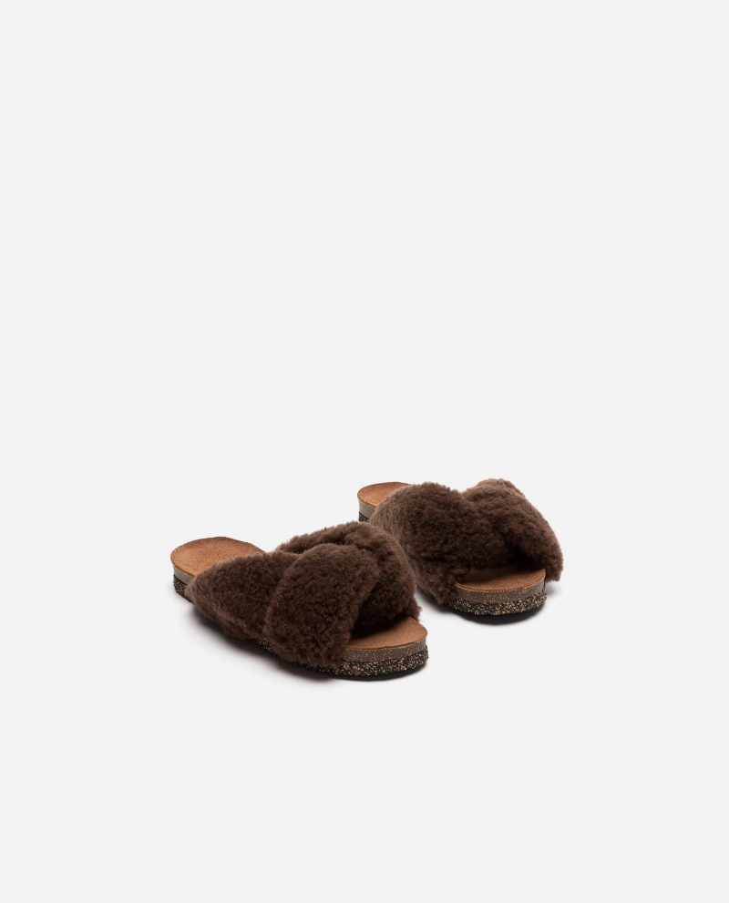 Sandały Buty Flattered Lou Teddy Brązowe | PLZDE65901